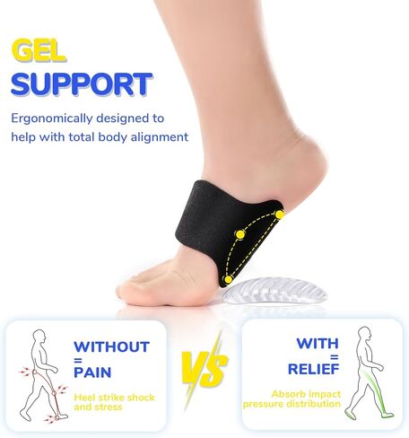 HEKOY Plantar Fasciitis Arch Support - Adjustable Compression Brace with Gel Pads, Flat Foot Pain Relief in Kuwait