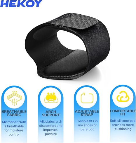HEKOY Plantar Fasciitis Arch Support - Adjustable Compression Brace with Gel Pads, Flat Foot Pain Relief in Kuwait