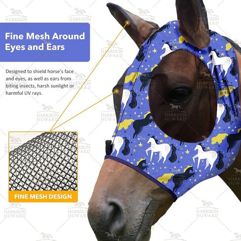 Harrison Howard Superior Comfort Horse Fly Mask with Soft Mesh UV Protection for Horse-Horse Gallop in Saudi Arabia