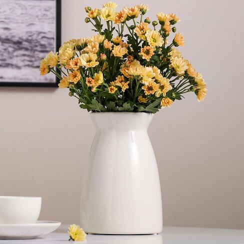 White Ceramic Vase-Flower vase for centerpirces, Modern Farmhouse Home Decor Vase, Handmade White vase for Home Decoration/Entryway/Mantel/Bookshelf in Kuwait