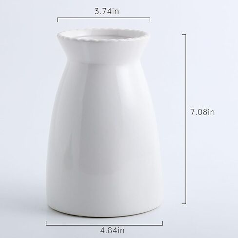 White Ceramic Vase-Flower vase for centerpirces, Modern Farmhouse Home Decor Vase, Handmade White vase for Home Decoration/Entryway/Mantel/Bookshelf in Kuwait