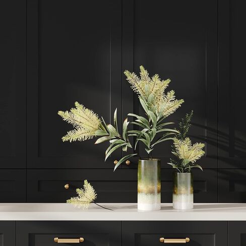 مجموعة زهرية من السيراميك الحجري للسوق الحديث، مزهريات السيراميك المزرعة ديكور المنزل، ديكور منزلي محايد للأرفوف، مزهريات ديكور خزف للديكور المنزلي المزرعة، أومبري أخضر، مجموعة من 2، 9.5 بوصة / 7 بوصة in Kuwait