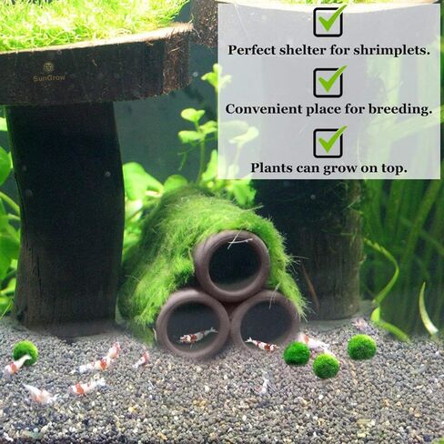 SunGrow Betta & Shrimp Ceramic Shelters, 2.8 x 1.8 x 0.6 Inches, Small Reptile & Lizard Hiding Cave Connected Tubes, Aquarium Decor in Saudi Arabia