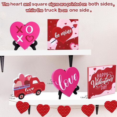 كولوفيس ديكور عيد الحب، 5 قطع ديكور صينية عيد الحب (الصينية غير متضمنة)، لافتات خشبية اكس او الحب على شكل قزم من القطيفة واكليل خرز لعيد الحب والزفاف وديكور المنزل والمطبخ in Kuwait