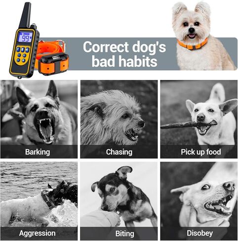 اطواق تدريب الكلاب، طوق صدمات للكلاب مع جهاز تحكم عن بعد 2600 قدم، 3 اوضاع صدمة اهتزاز، مقاوم للماء بدرجة IPX7، ضوء ليد، شحن USB، طوق نباح الكلاب لتدريب الكلاب الصغيرة والمتوسطة والكبيرة in Kuwait