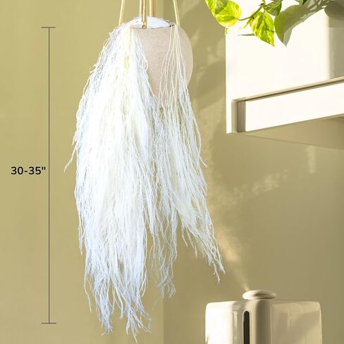 30"-35" Tall Dried Bleached Hanging Amaranthus Flowers for Decor, Bleached Wisteria White Vine Hanging Plants Flowers for Wedding Boho Home Hotel Wall Decoration, Floral Arrangement in Kuwait