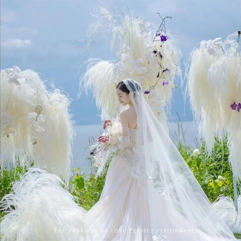 30"-35" Tall Dried Bleached Hanging Amaranthus Flowers for Decor, Bleached Wisteria White Vine Hanging Plants Flowers for Wedding Boho Home Hotel Wall Decoration, Floral Arrangement in Kuwait