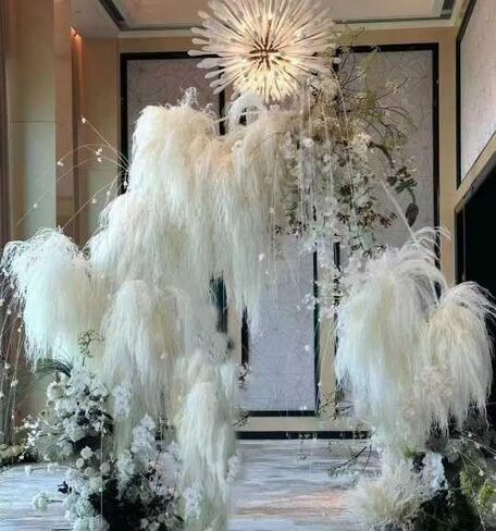 30"-35" Tall Dried Bleached Hanging Amaranthus Flowers for Decor, Bleached Wisteria White Vine Hanging Plants Flowers for Wedding Boho Home Hotel Wall Decoration, Floral Arrangement in Kuwait