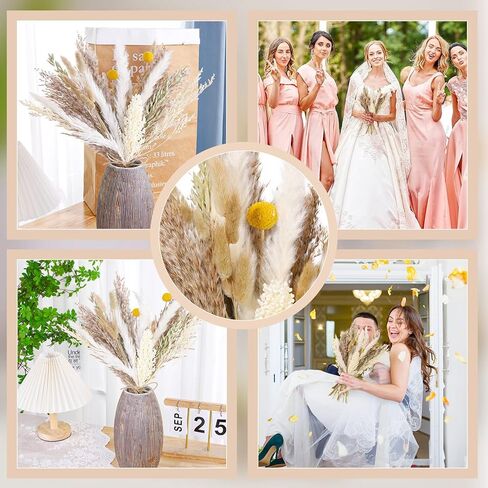 Auidy_6TXD 29 قطعة ديكور عشب بامباس، عشب بامباس المجفف، عشب بامباس بالجملة ديكور عشب بامباس زهور مجففة لمزهرية لقطع بوهو المركزية للطاولات (17 بوصة) in Kuwait