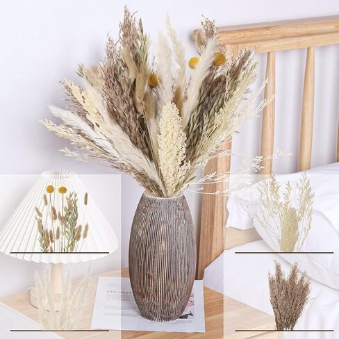Auidy_6TXD 29 قطعة ديكور عشب بامباس، عشب بامباس المجفف، عشب بامباس بالجملة ديكور عشب بامباس زهور مجففة لمزهرية لقطع بوهو المركزية للطاولات (17 بوصة) in Kuwait