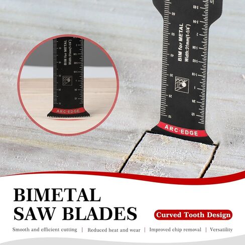 SAWVIVA Extra Long Oscillating Saw Blades, 10PCS 1-1/4-inch Arc Edge Bi-Metal Multitool Blades Precise Cut for Wood, Nail, Metal, Plastic with Universal Quick Release Power Oscillating Tool Blades in Kuwait