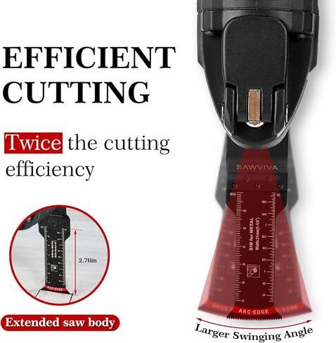 SAWVIVA Extra Long Oscillating Saw Blades, 10PCS 1-1/4-inch Arc Edge Bi-Metal Multitool Blades Precise Cut for Wood, Nail, Metal, Plastic with Universal Quick Release Power Oscillating Tool Blades in Kuwait