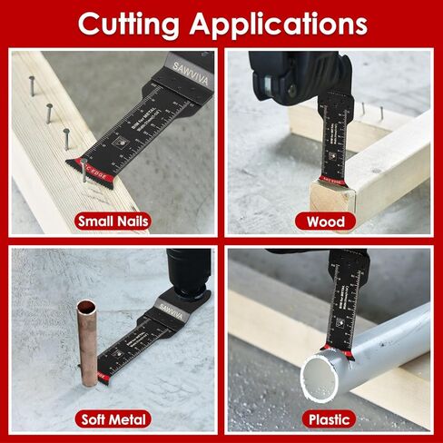 SAWVIVA Extra Long Oscillating Saw Blades, 10PCS 1-1/4-inch Arc Edge Bi-Metal Multitool Blades Precise Cut for Wood, Nail, Metal, Plastic with Universal Quick Release Power Oscillating Tool Blades in Kuwait
