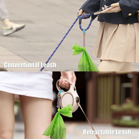 Knot-Free Dog Poop Bag Holder (3 Colors) Dog Waste Bag Carrier for Conventional & Retractable Dog Leash, Hand-Free Dog Poop Bag Dispenser (Clamp) in Kuwait