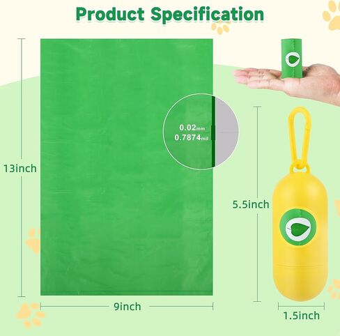 FluffyDream Dog Poop Bags with Dispenser, Pet Waste Bags Doggie Bags, Guaranteed Leak Proof and Extra Thick Waste Bag Refill Rolls For Dogs,Lavender Scented,150 Bags with Holder,13 Inch x 9 Inch in Kuwait