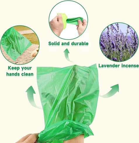 FluffyDream Dog Poop Bags with Dispenser, Pet Waste Bags Doggie Bags, Guaranteed Leak Proof and Extra Thick Waste Bag Refill Rolls For Dogs,Lavender Scented,150 Bags with Holder,13 Inch x 9 Inch in Kuwait
