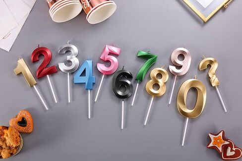 Pfizermay 2.76 بوصة شموع كعكة عيد ميلاد سعيد ذهبية لامعة عدد الشموع تزيين الكيك لحفلات الزفاف، المهرجانات، لم الشمل، حفلات الذكرى السنوية للأطفال، البالغين، الأطفال، الحيوانات الأليفة (ذهبي، 6) in Kuwait