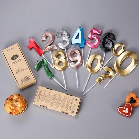 Pfizermay 2.76 بوصة شموع كعكة عيد ميلاد سعيد ذهبية لامعة عدد الشموع تزيين الكيك لحفلات الزفاف، المهرجانات، لم الشمل، حفلات الذكرى السنوية للأطفال، البالغين، الأطفال، الحيوانات الأليفة (ذهبي، 6) in Kuwait