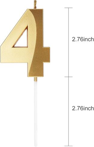 Pfizermay 2.76 بوصة شموع كعكة عيد ميلاد سعيد ذهبية لامعة عدد الشموع تزيين الكيك لحفلات الزفاف، المهرجانات، لم الشمل، حفلات الذكرى السنوية للأطفال، البالغين، الأطفال، الحيوانات الأليفة (ذهبي، 6) in Kuwait