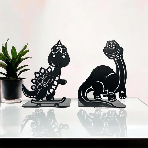 Heavenlykraft Dinosaur Themed Bookends - Sturdy Metal Decor for Shelves, Perfect for Kids Room, Home & Office - Unique Jurassic Design, Set of 2, Kids Bookends, Metal Bookends in Saudi Arabia