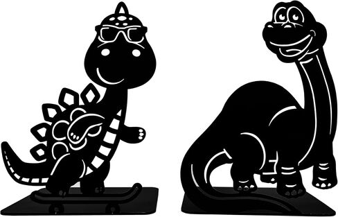 Heavenlykraft Dinosaur Themed Bookends - Sturdy Metal Decor for Shelves, Perfect for Kids Room, Home & Office - Unique Jurassic Design, Set of 2, Kids Bookends, Metal Bookends in Saudi Arabia