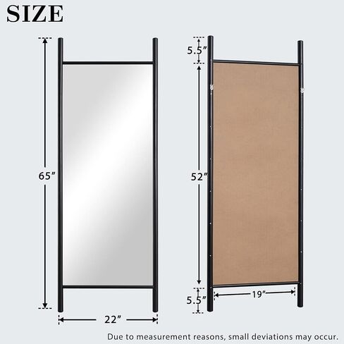 NeuType Full Length Mirror 65"x22", Rustic Leaning Ladder Floor Mirror with Wood Frame, Dressing Mirror Wall Mounted for Bedroom Living Room, Black in Saudi Arabia