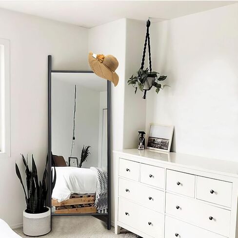 NeuType Full Length Mirror 65"x22", Rustic Leaning Ladder Floor Mirror with Wood Frame, Dressing Mirror Wall Mounted for Bedroom Living Room, Black in Saudi Arabia