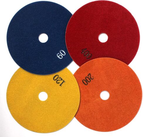 4Set 5" Electroplated Diamond Polishing Pads 60-400 Grit - Wet Dry Sanding Tile Stone Marble Granite Concrete Ceramics Glass in Saudi Arabia
