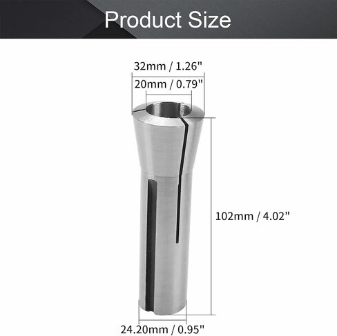 Utoolmart R8 Precision Round Spring Collet, R8 Collet, Precision R8 Collet Set, 20mm Mill Chuck Holder, 65Mn Spring Steel, 7/16-20UNF Thread, Taper Spindle R8 Collets for Mill Machine, 1 Pcs in Saudi Arabia