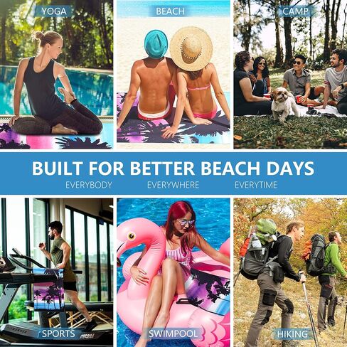 WELTRXE Microfiber Beach Towel Sand Free Quick Dry Compact Lightweight, 63"x31.5" Large Towels for Travel Sports Pool Swimming Bath Camping Yoga Adults, Big Thin Blue Tie Dye Summer Beach Pool Towels in Kuwait