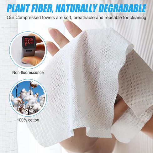 RETON 100PCS Compressed Towels, Portable Compressed Towel Tablets, Mini Cotton Coin Tissue Travel Washcloth Toilet Paper Tablets for Camping Hiking Home Beauty Salon Outdoor Sports in Kuwait