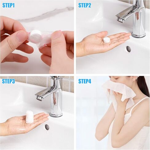 RETON 100PCS Compressed Towels, Portable Compressed Towel Tablets, Mini Cotton Coin Tissue Travel Washcloth Toilet Paper Tablets for Camping Hiking Home Beauty Salon Outdoor Sports in Kuwait