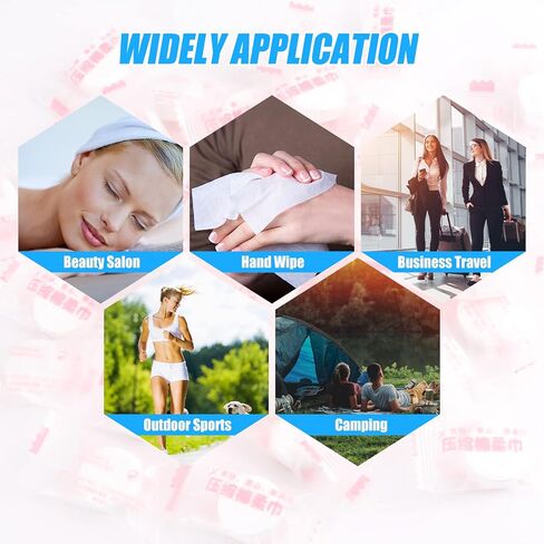 RETON 100PCS Compressed Towels, Portable Compressed Towel Tablets, Mini Cotton Coin Tissue Travel Washcloth Toilet Paper Tablets for Camping Hiking Home Beauty Salon Outdoor Sports in Kuwait
