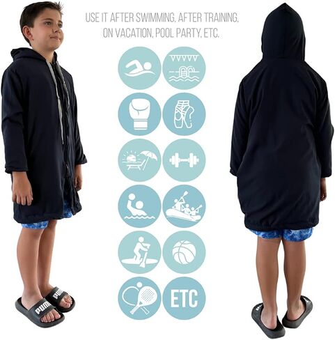 MACAR sport TOWEL swimming parka, waterproof fabric on the outside, dry jacket for kids and adults in Saudi Arabia