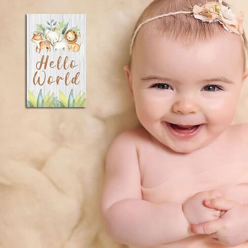 Anyzal Animals Baby إعلان علامة بطاقات معلم شهرية علامات خشبية معلم شهري مجموعة خشبية من 13 الدعائم التصوير الفوتوغرافي لحديثي الولادة للطفل صبي أو فتاة هدية لأم جديدة in Kuwait