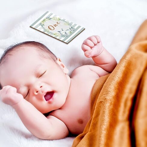 Anyzal Animals Baby إعلان علامة بطاقات معلم شهرية علامات خشبية معلم شهري مجموعة خشبية من 13 الدعائم التصوير الفوتوغرافي لحديثي الولادة للطفل صبي أو فتاة هدية لأم جديدة in Kuwait