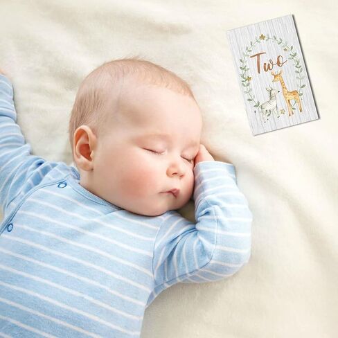 Anyzal Animals Baby إعلان علامة بطاقات معلم شهرية علامات خشبية معلم شهري مجموعة خشبية من 13 الدعائم التصوير الفوتوغرافي لحديثي الولادة للطفل صبي أو فتاة هدية لأم جديدة in Kuwait