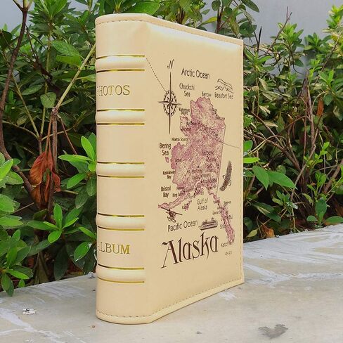 Longpro Large Alaska Map Leather Photo Album with 200 Horizontal Pockets, 4 x 6 Inch Photos in Saudi Arabia