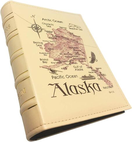 Longpro Large Alaska Map Leather Photo Album with 200 Horizontal Pockets, 4 x 6 Inch Photos in Saudi Arabia