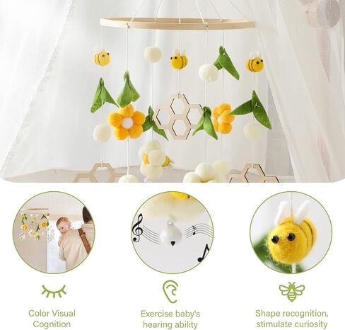 سرير أطفال متنقل للأولاد والبنات/النحل، سرير أطفال متنقل/سرير أطفال متنقل/كرة لباد محايدة للجنسين، متنقل/سقف متنقل in Kuwait