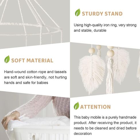 Boho Crib Mobile، هاتف محمول لسرير الأطفال المحايد، هاتف محمول لسرير الأطفال، ديكور حضانة Boho، هاتف محمول مصنوع يدويًا، ديكور حضانة أطفال متنقل على السقف in Kuwait