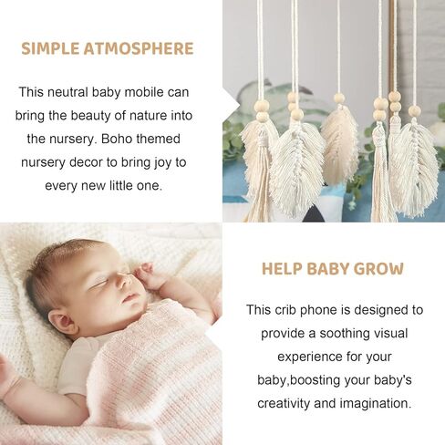 Boho Crib Mobile، هاتف محمول لسرير الأطفال المحايد، هاتف محمول لسرير الأطفال، ديكور حضانة Boho، هاتف محمول مصنوع يدويًا، ديكور حضانة أطفال متنقل على السقف in Kuwait