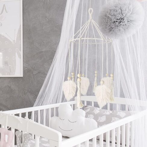 Boho Crib Mobile، هاتف محمول لسرير الأطفال المحايد، هاتف محمول لسرير الأطفال، ديكور حضانة Boho، هاتف محمول مصنوع يدويًا، ديكور حضانة أطفال متنقل على السقف in Kuwait