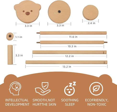 ذراع متنقل لسرير الأطفال من Qonmpcvu، حامل خشبي لسرير الأطفال، ذراع متنقل لسرير الأطفال، حامل هواتف محمولة قابلة للتعديل في الحضانة، مجموعة ألعاب جرس السرير آمنة ومضادة للانزلاق، إطار سرير على شكل دب in Kuwait