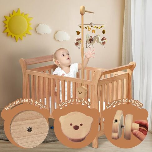 ذراع متنقل لسرير الأطفال من Qonmpcvu، حامل خشبي لسرير الأطفال، ذراع متنقل لسرير الأطفال، حامل هواتف محمولة قابلة للتعديل في الحضانة، مجموعة ألعاب جرس السرير آمنة ومضادة للانزلاق، إطار سرير على شكل دب in Kuwait