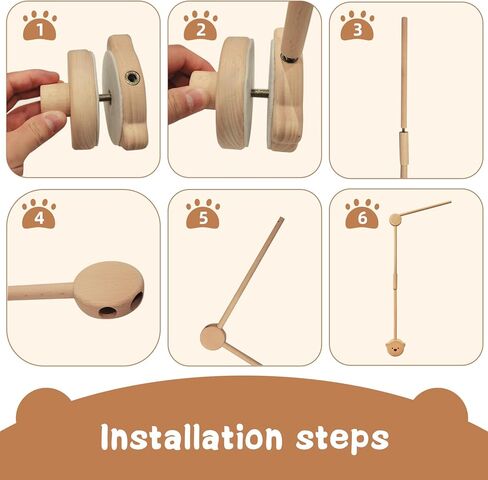 ذراع متنقل لسرير الأطفال من Qonmpcvu، حامل خشبي لسرير الأطفال، ذراع متنقل لسرير الأطفال، حامل هواتف محمولة قابلة للتعديل في الحضانة، مجموعة ألعاب جرس السرير آمنة ومضادة للانزلاق، إطار سرير على شكل دب in Kuwait