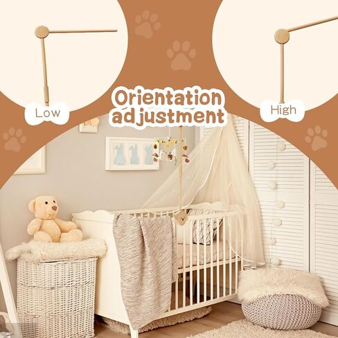 ذراع متنقل لسرير الأطفال من Qonmpcvu، حامل خشبي لسرير الأطفال، ذراع متنقل لسرير الأطفال، حامل هواتف محمولة قابلة للتعديل في الحضانة، مجموعة ألعاب جرس السرير آمنة ومضادة للانزلاق، إطار سرير على شكل دب in Kuwait