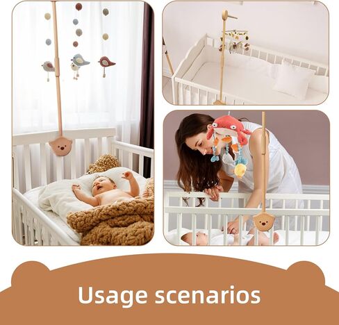 ذراع متنقل لسرير الأطفال من Qonmpcvu، حامل خشبي لسرير الأطفال، ذراع متنقل لسرير الأطفال، حامل هواتف محمولة قابلة للتعديل في الحضانة، مجموعة ألعاب جرس السرير آمنة ومضادة للانزلاق، إطار سرير على شكل دب in Kuwait