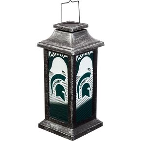 Team Sports America NCAA Michigan State University Solar Powered Lantern | Rechargeable Lantern LED Light | Indoor Outdoor Safe Hanging Solar Lantern | Decorative Table Lantern for Garage Garden Patio