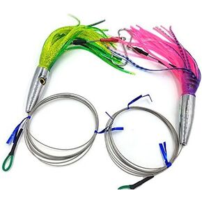 2 Pack High Speed Skirted Wahoo & Tuna Lures Rigged 6 Ft 280 LBS Leader + Bag in Kuwait